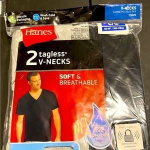 Unopened Hanes package 2 V-neck tshirts tag-less,